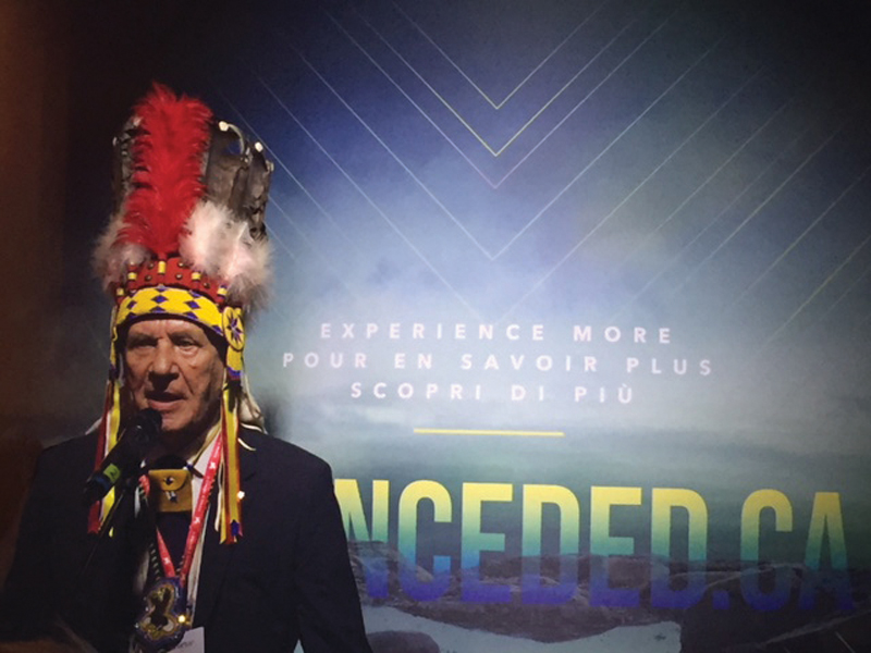 Douglas Cardinal, FRAIC at the UNCEDED opening., Venice Biennale