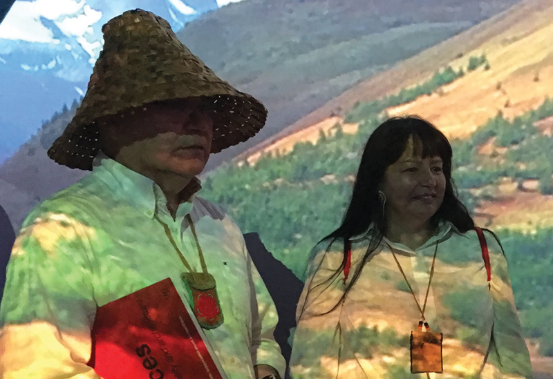 Patrick Stewart and Linda Lavallee bask in UNCEDED film projections in the Arsenale.